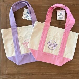 Trader Joe’s Pink and Purple Canvas Tote Bags - Set of two.